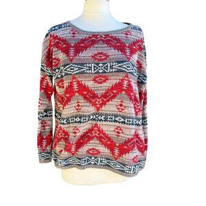 Ralph Lauren‎ Denim & Supply Red Aztec Southwest Sweater Womens Cotton Size M